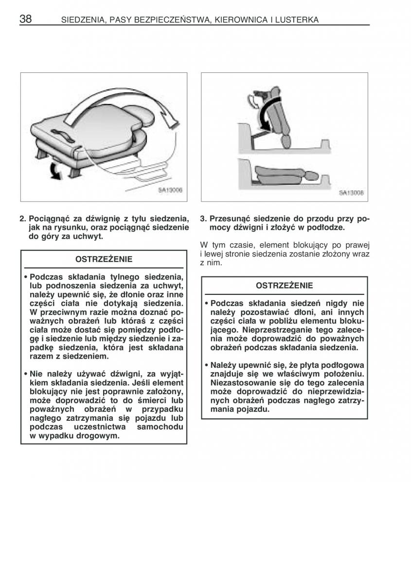 Toyota Yaris Verso instrukcja obslugi / page 45