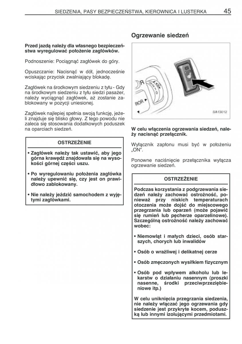 Toyota Yaris Verso instrukcja obslugi / page 52