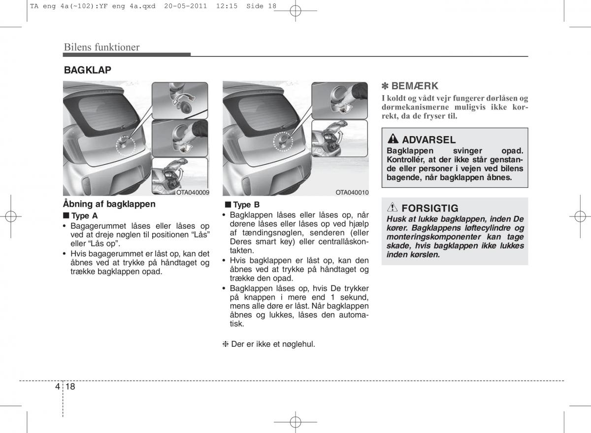 KIA Picanto II 2 Bilens instruktionsbog / page 94