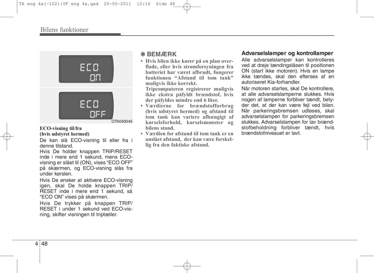 KIA Picanto II 2 Bilens instruktionsbog / page 124