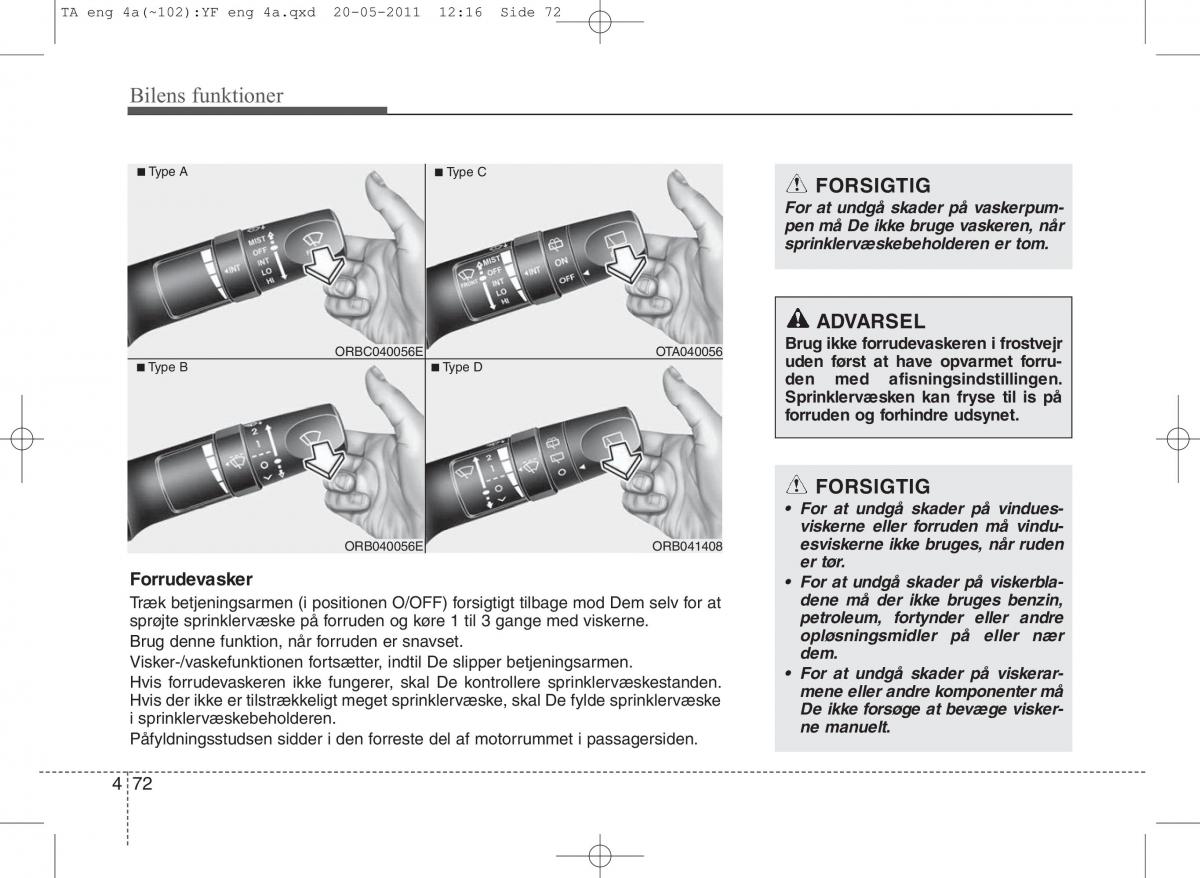 KIA Picanto II 2 Bilens instruktionsbog / page 148