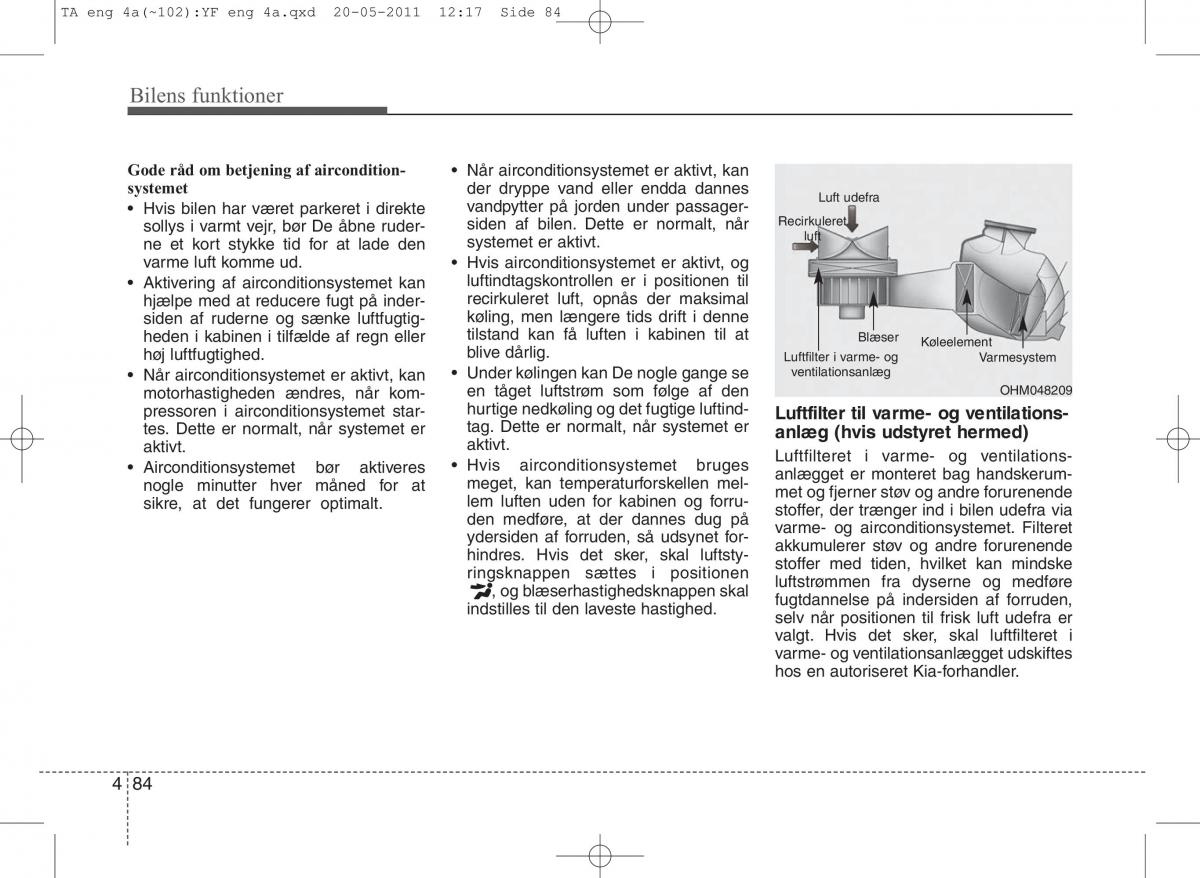 KIA Picanto II 2 Bilens instruktionsbog / page 160