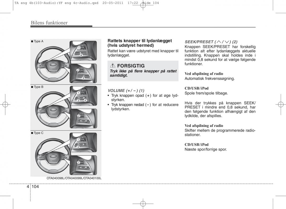 KIA Picanto II 2 Bilens instruktionsbog / page 180