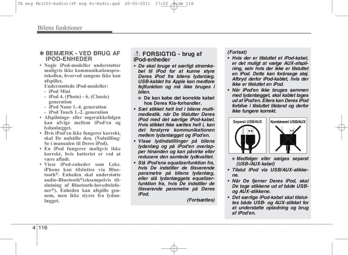 KIA Picanto II 2 Bilens instruktionsbog / page 192