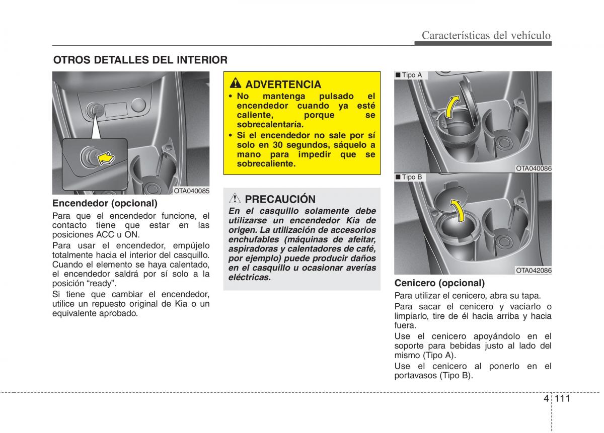 KIA Picanto II 2 manual del propietario / page 188