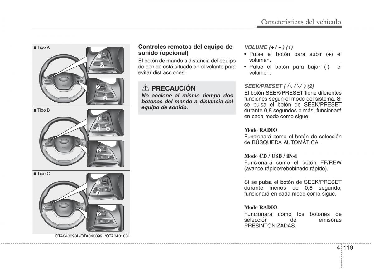 KIA Picanto II 2 manual del propietario / page 196