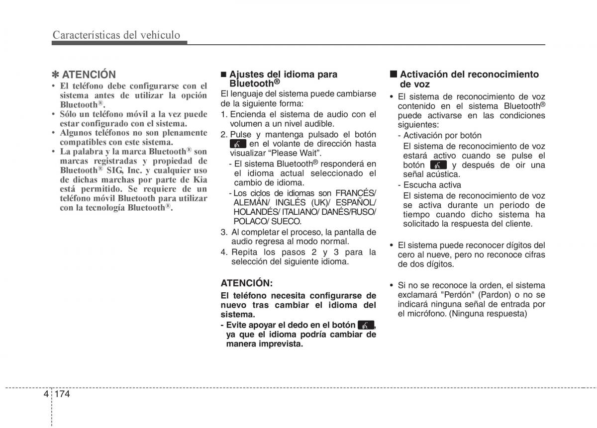 KIA Picanto II 2 manual del propietario / page 251