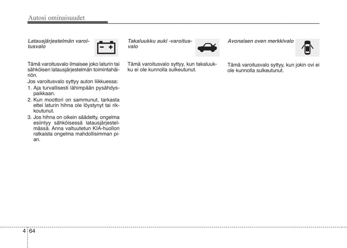 KIA Picanto II 2 omistajan kasikirja / page 138