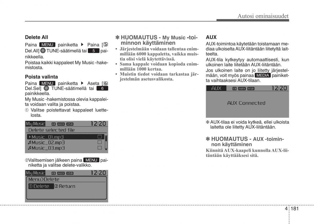 KIA Picanto II 2 omistajan kasikirja / page 255