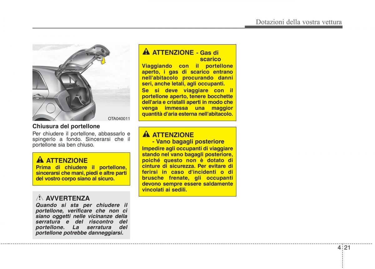 KIA Picanto II 2 manuale del proprietario / page 103