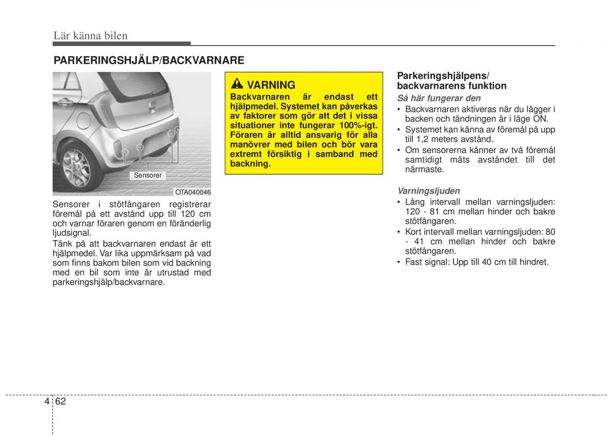 KIA Picanto II 2 instruktionsbok / page 132