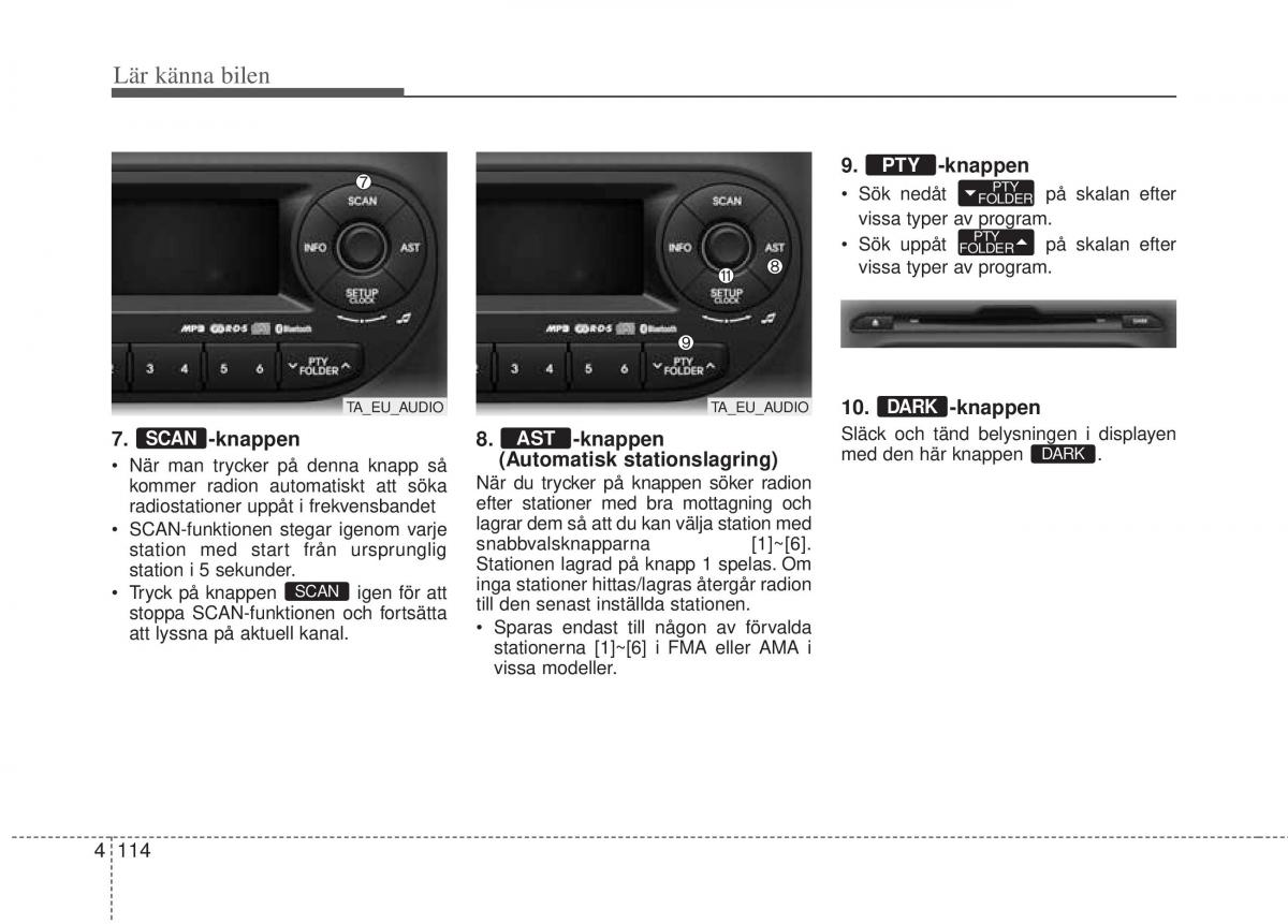 KIA Picanto II 2 instruktionsbok / page 184