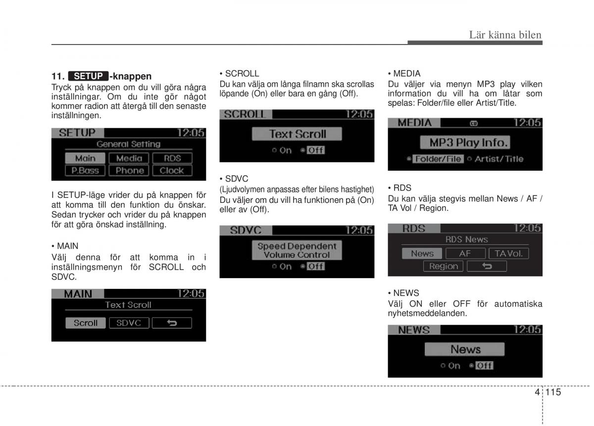 KIA Picanto II 2 instruktionsbok / page 185