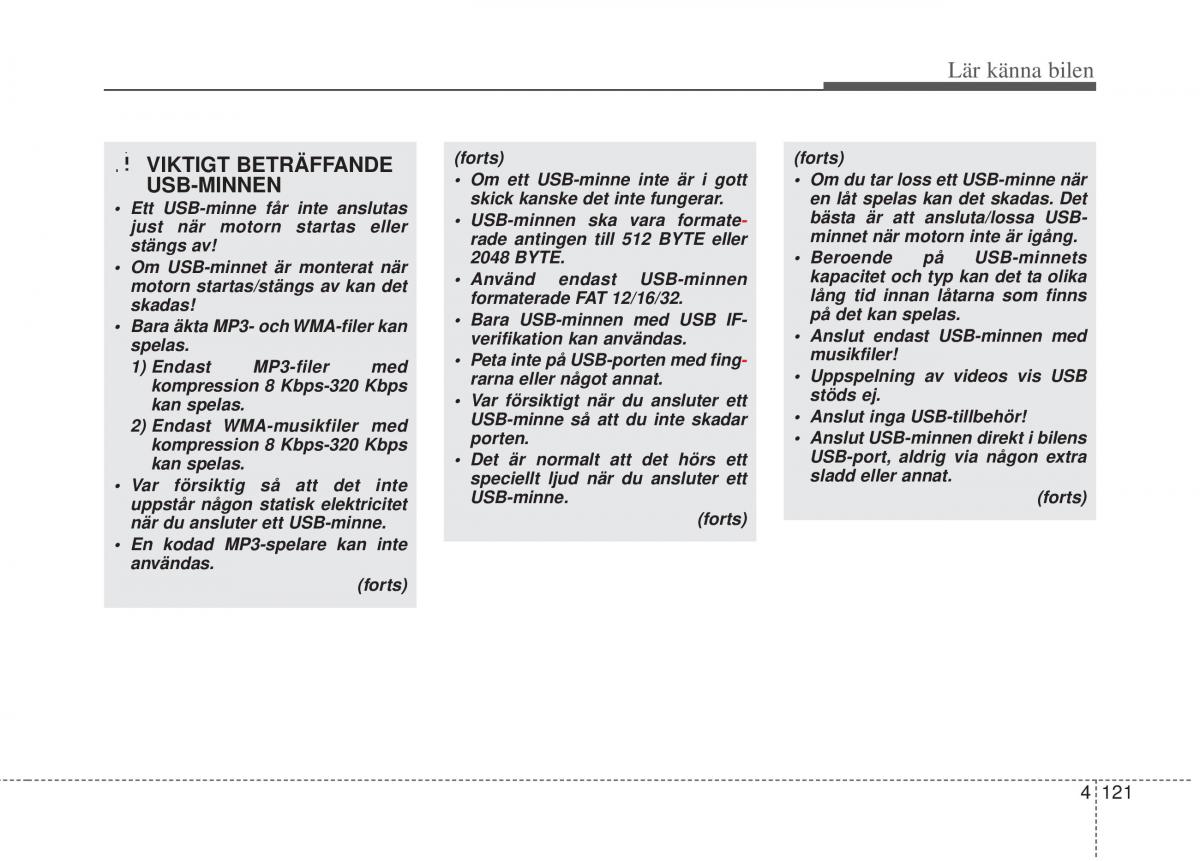 KIA Picanto II 2 instruktionsbok / page 191