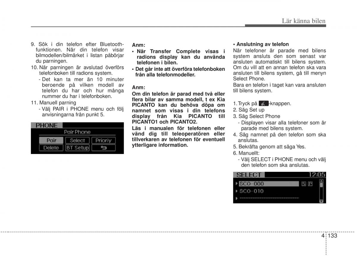 KIA Picanto II 2 instruktionsbok / page 203