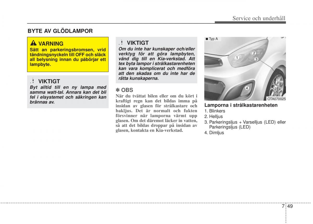 KIA Picanto II 2 instruktionsbok / page 331