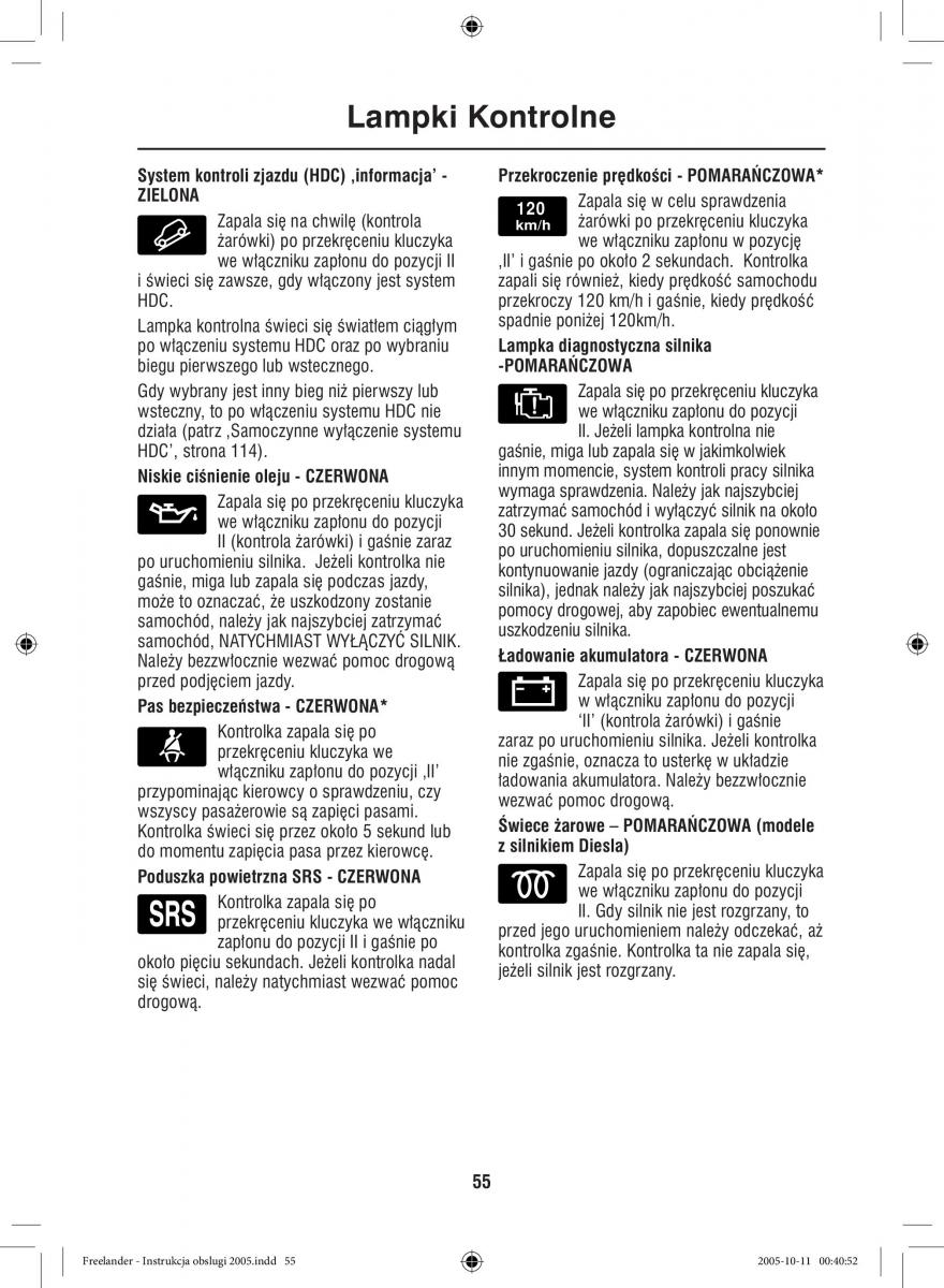 Land Rover Freelander I 1 instrukcja obslugi / page 55