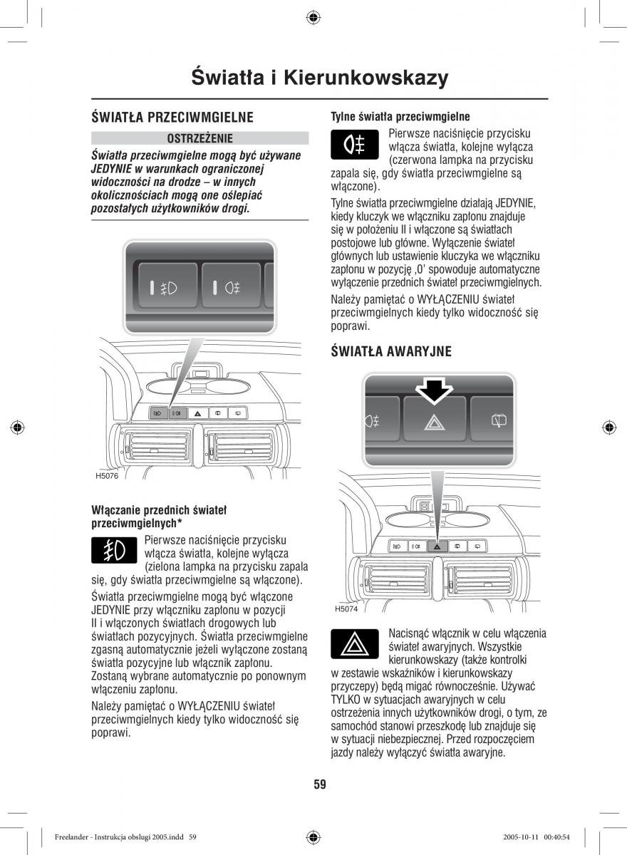 Land Rover Freelander I 1 instrukcja obslugi / page 59