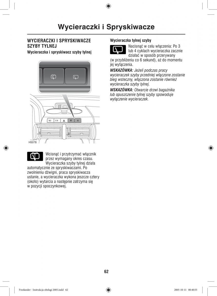 Land Rover Freelander I 1 instrukcja obslugi / page 62