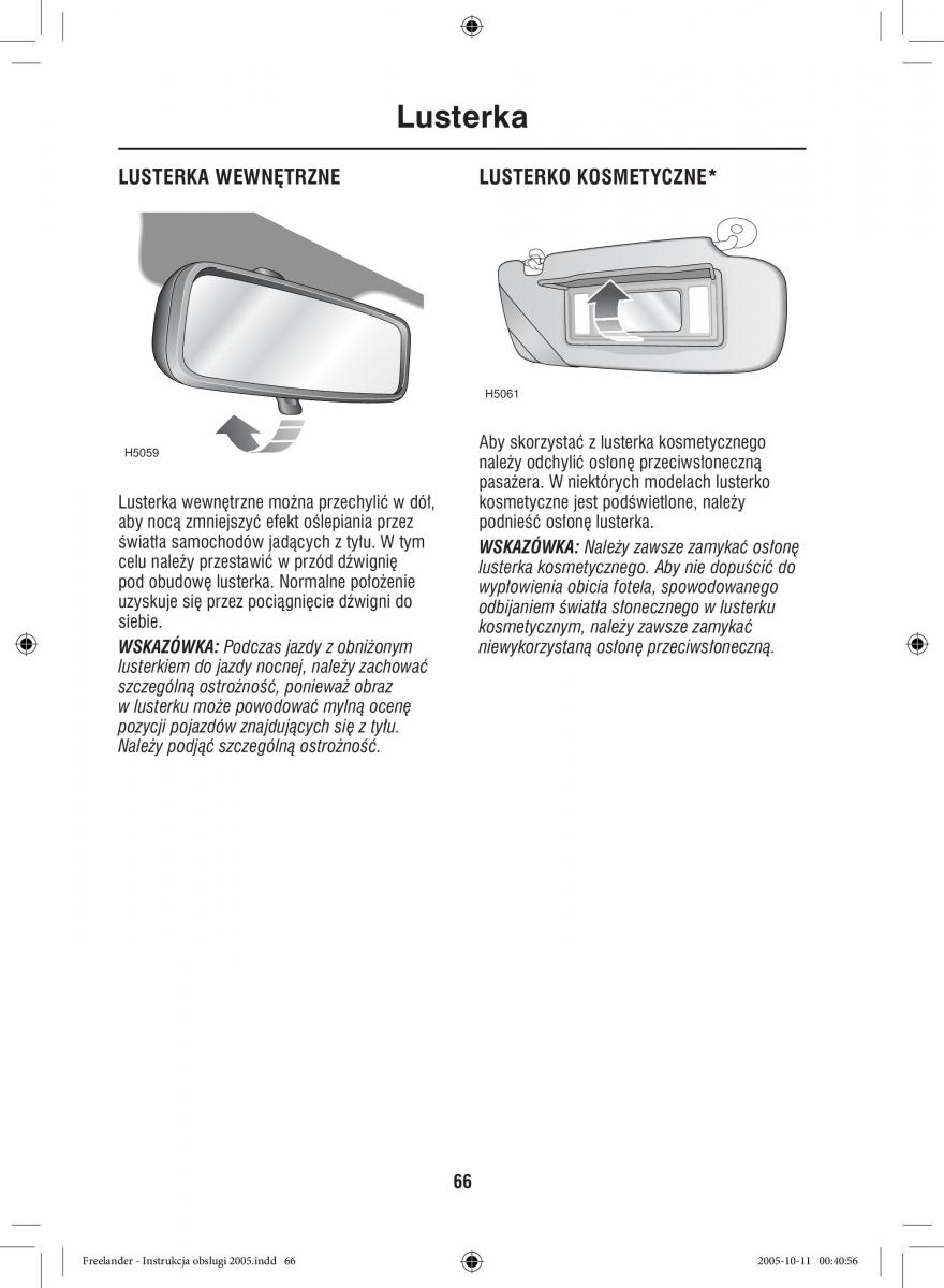 Land Rover Freelander I 1 instrukcja obslugi / page 66