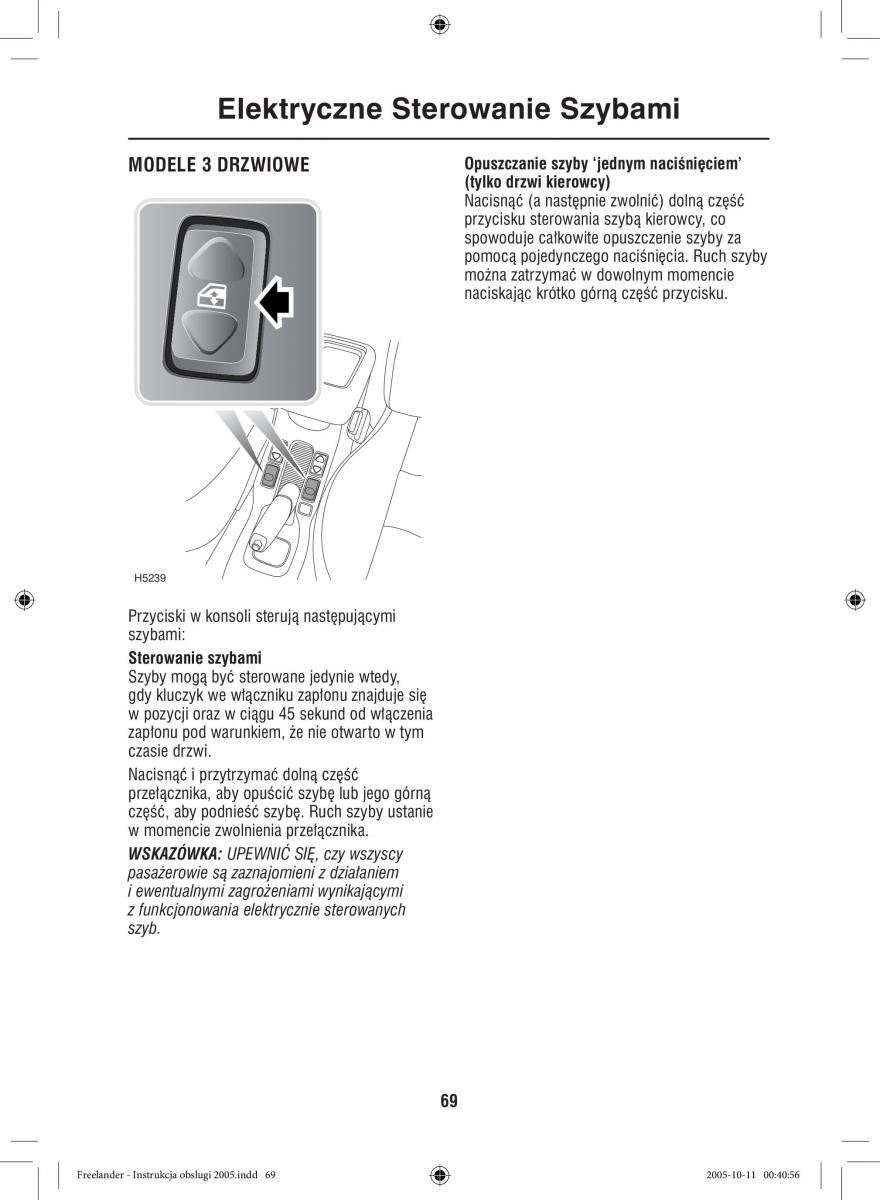 Land Rover Freelander I 1 instrukcja obslugi / page 69