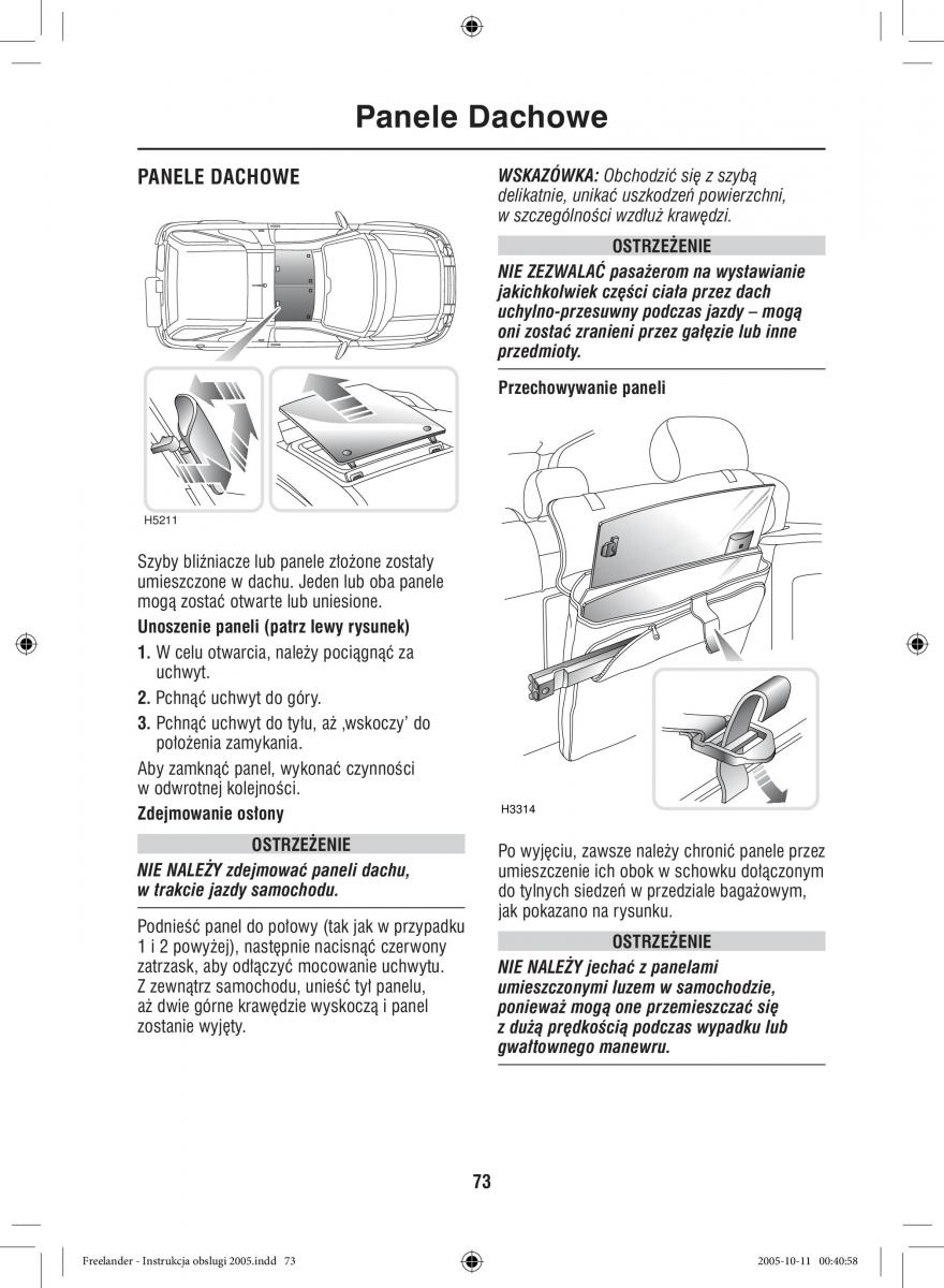 Land Rover Freelander I 1 instrukcja obslugi / page 73