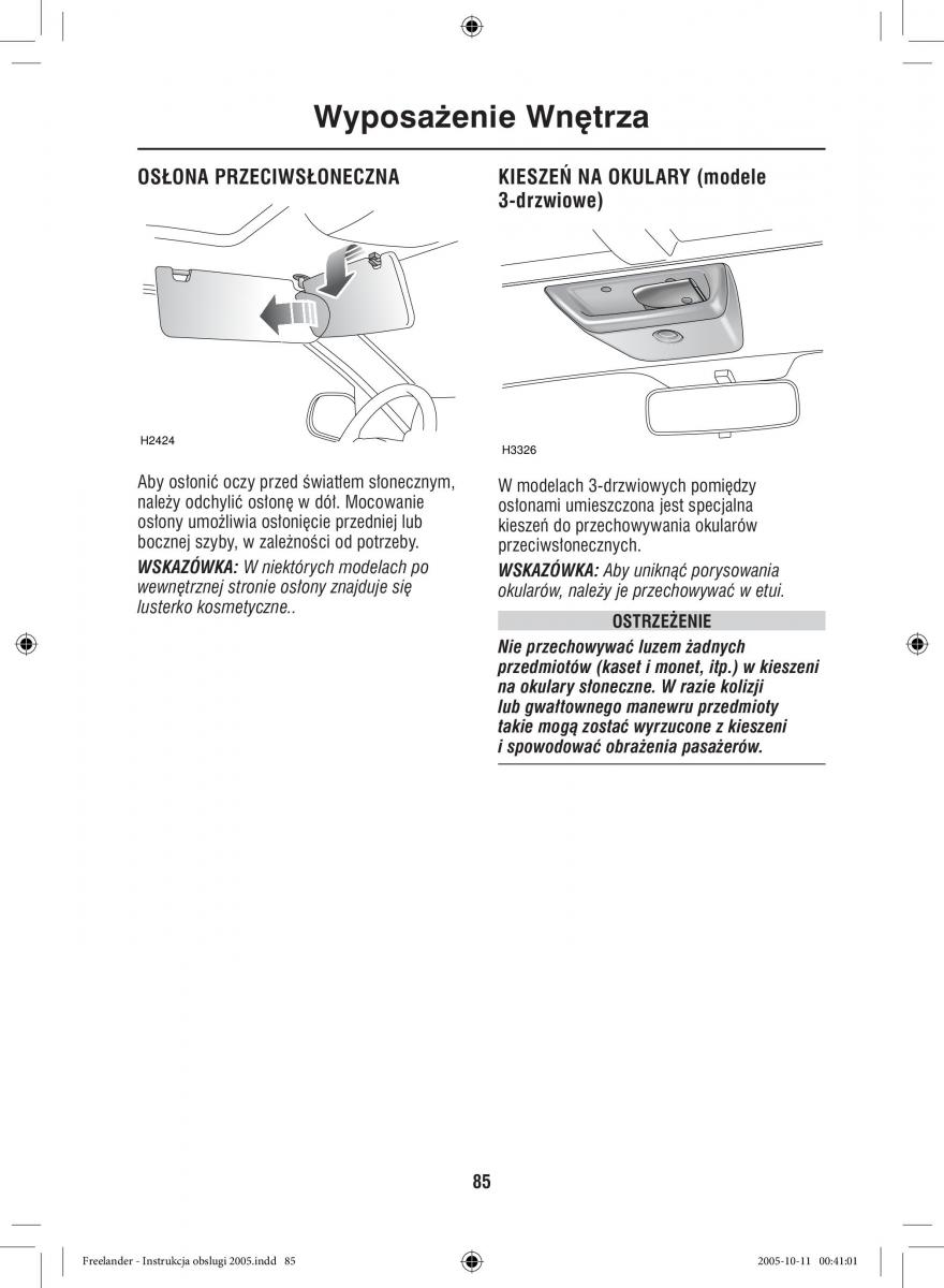 Land Rover Freelander I 1 instrukcja obslugi / page 85