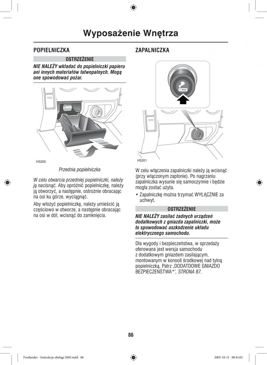 Land Rover Freelander I 1 instrukcja obslugi / page 86