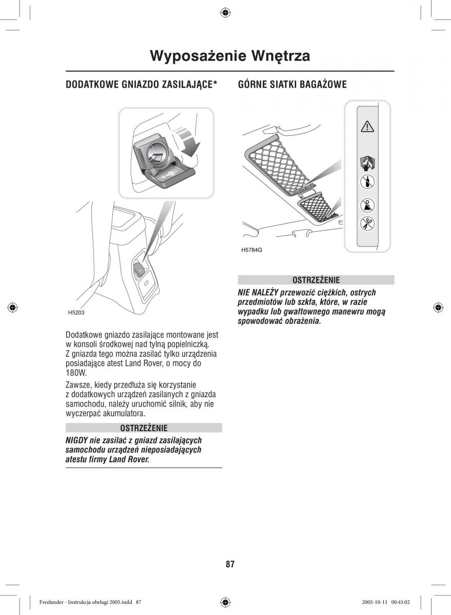 Land Rover Freelander I 1 instrukcja obslugi / page 87