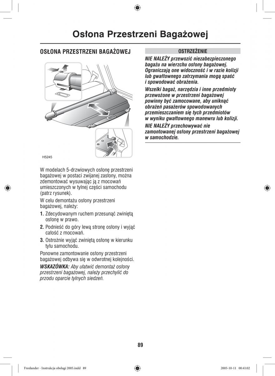 Land Rover Freelander I 1 instrukcja obslugi / page 89