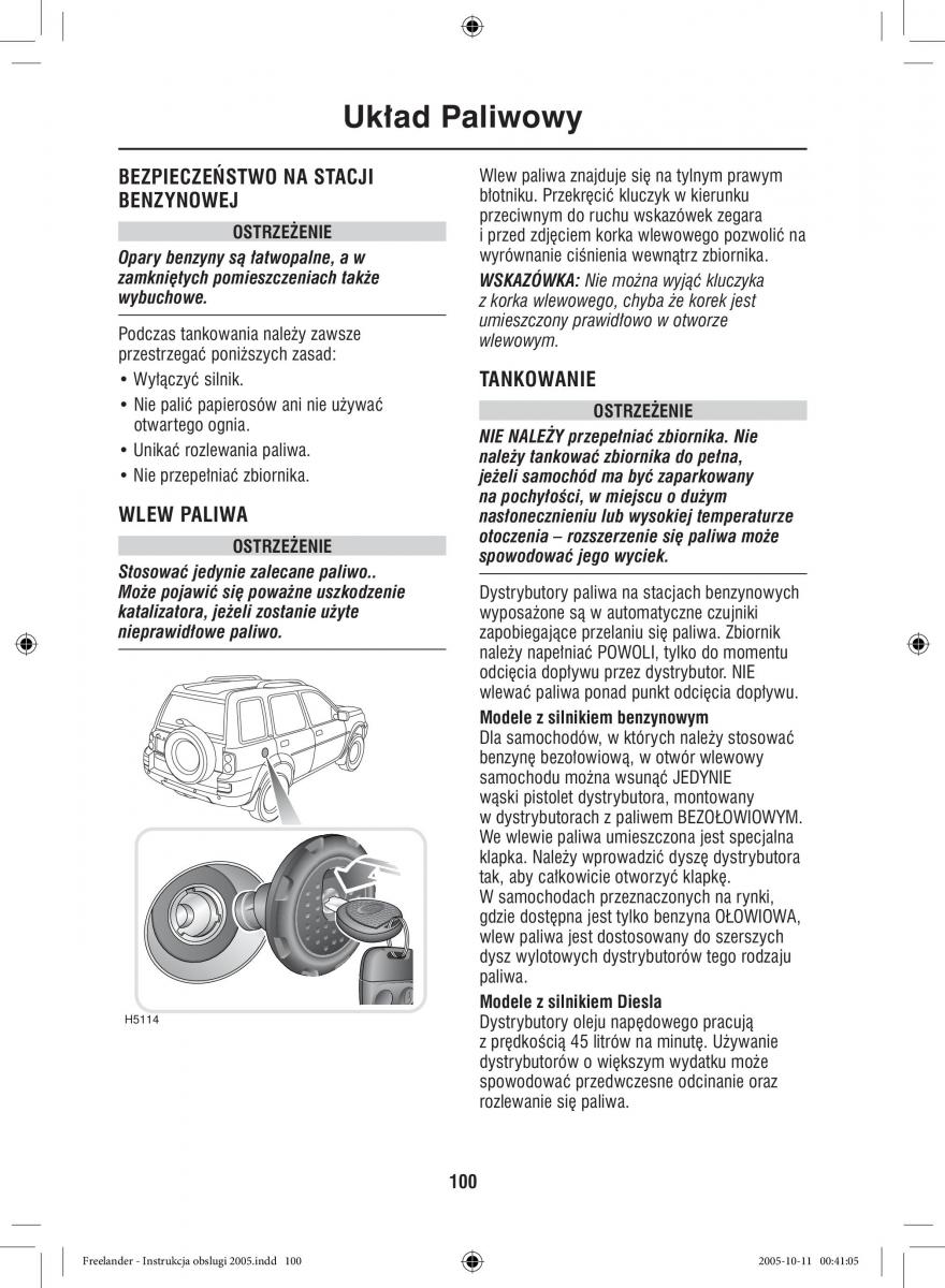 Land Rover Freelander I 1 instrukcja obslugi / page 100