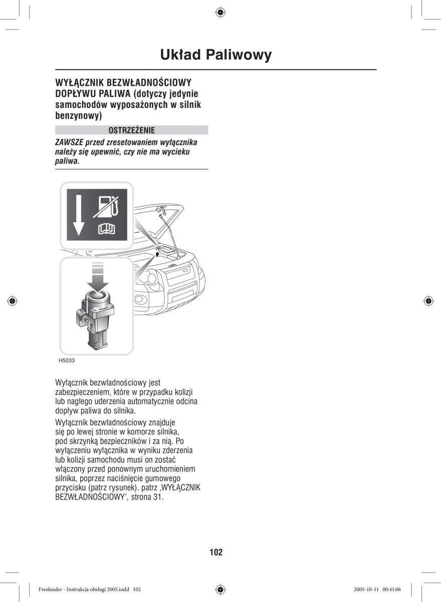 Land Rover Freelander I 1 instrukcja obslugi / page 102