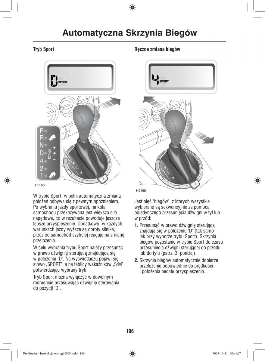 Land Rover Freelander I 1 instrukcja obslugi / page 106