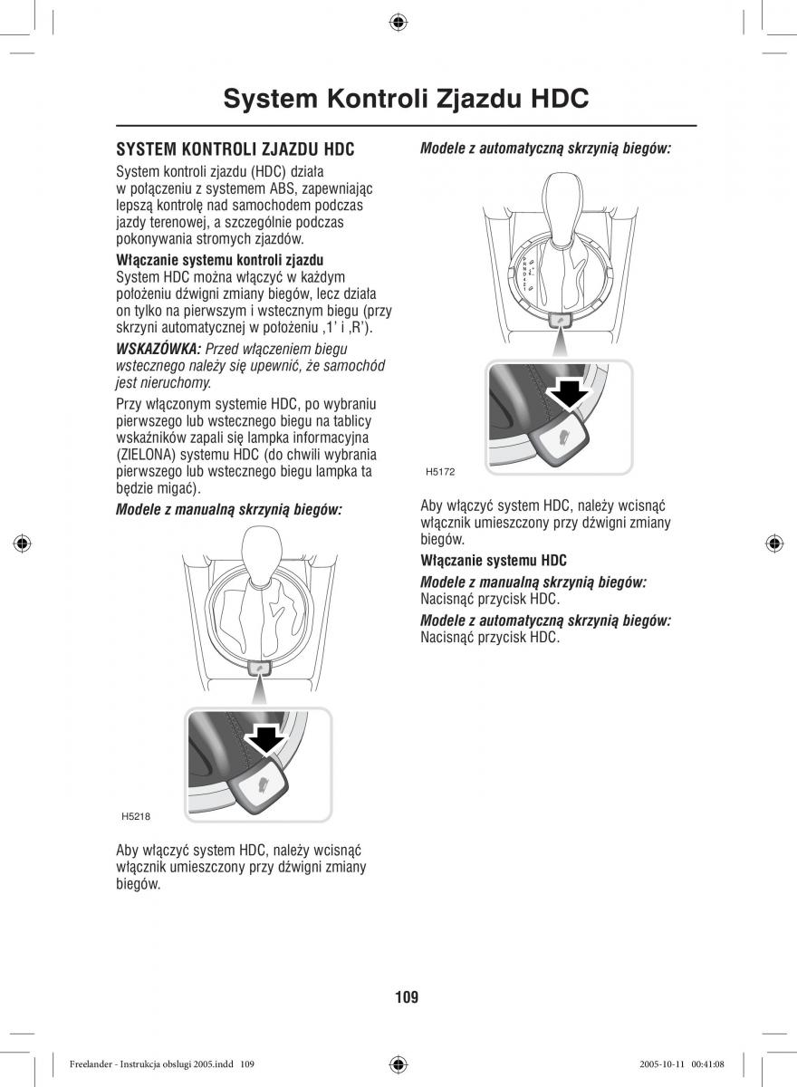 Land Rover Freelander I 1 instrukcja obslugi / page 109