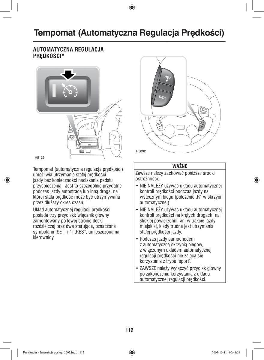 Land Rover Freelander I 1 instrukcja obslugi / page 112