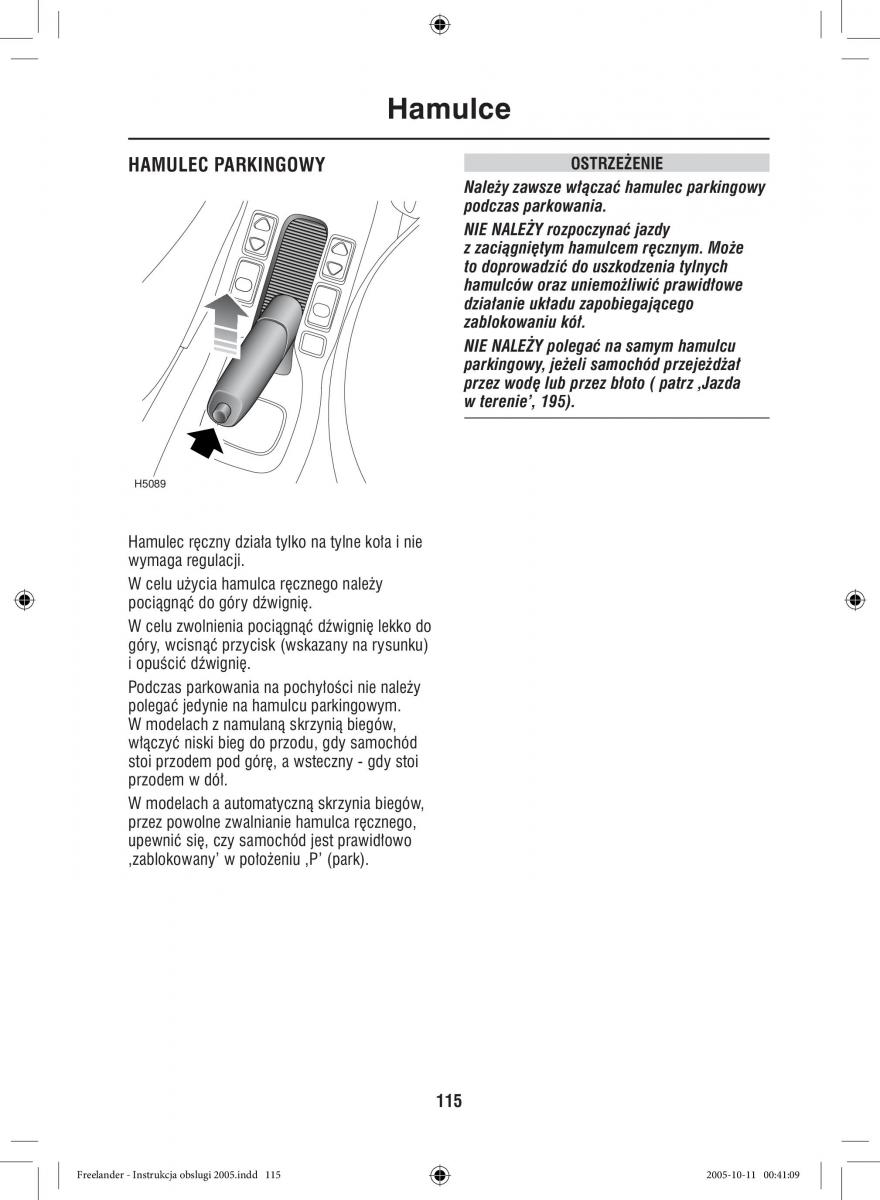 Land Rover Freelander I 1 instrukcja obslugi / page 115