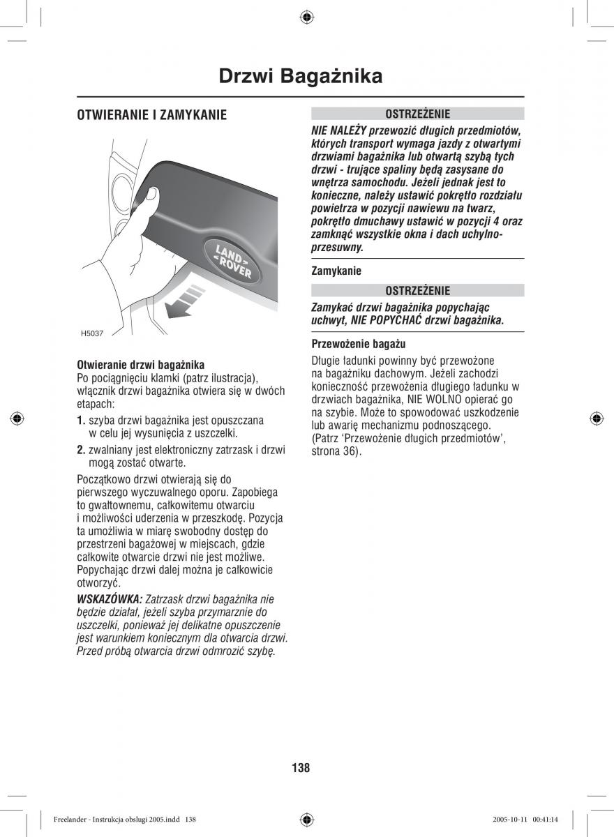 Land Rover Freelander I 1 instrukcja obslugi / page 138