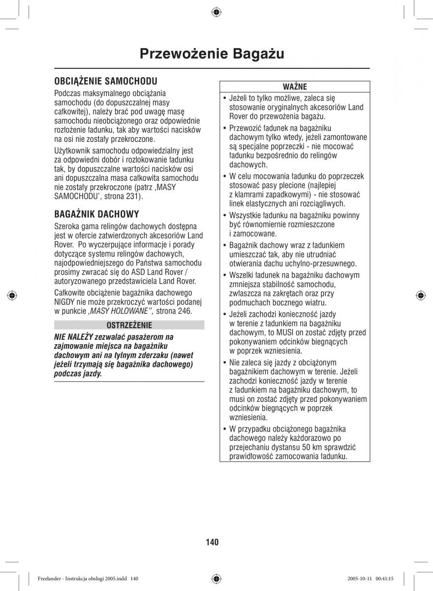 Land Rover Freelander I 1 instrukcja obslugi / page 140