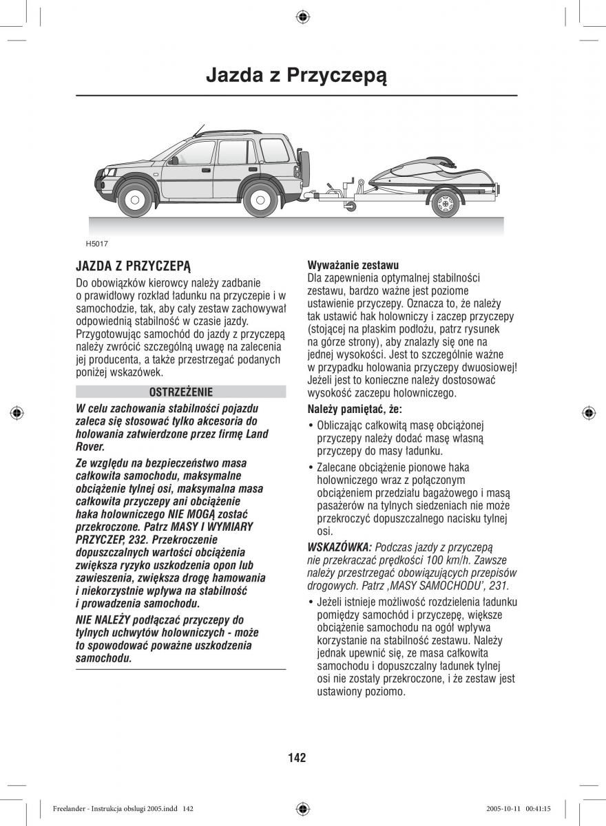 Land Rover Freelander I 1 instrukcja obslugi / page 142