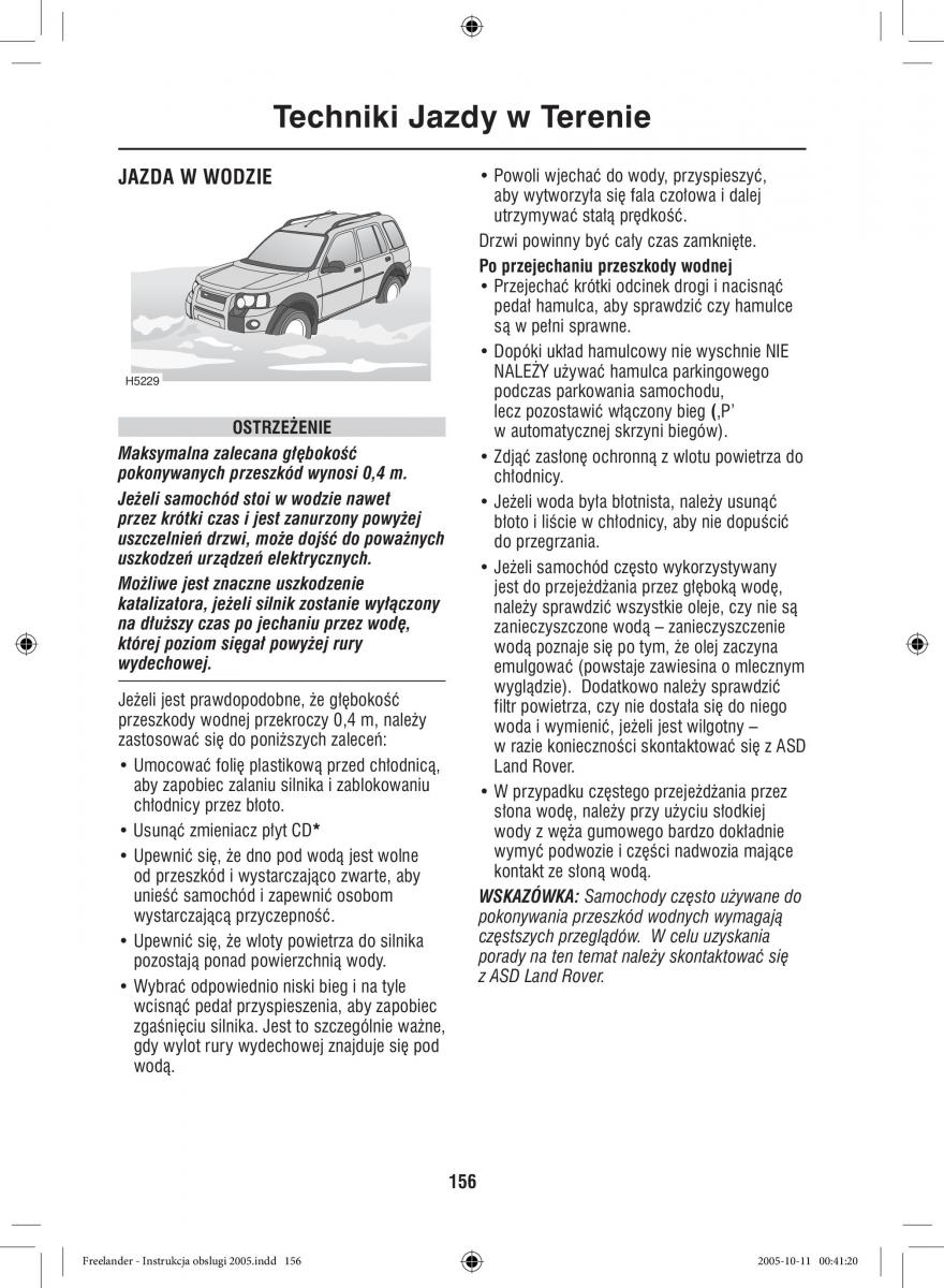 Land Rover Freelander I 1 instrukcja obslugi / page 156