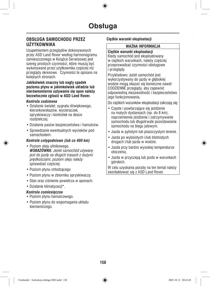 Land Rover Freelander I 1 instrukcja obslugi / page 158