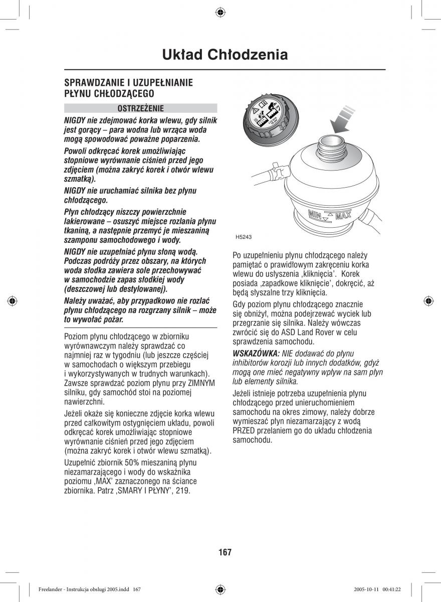 Land Rover Freelander I 1 instrukcja obslugi / page 167