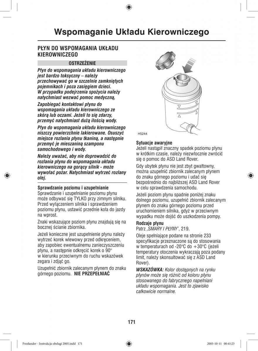 Land Rover Freelander I 1 instrukcja obslugi / page 171