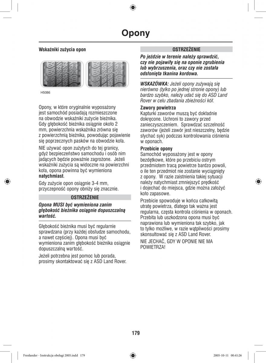 Land Rover Freelander I 1 instrukcja obslugi / page 179