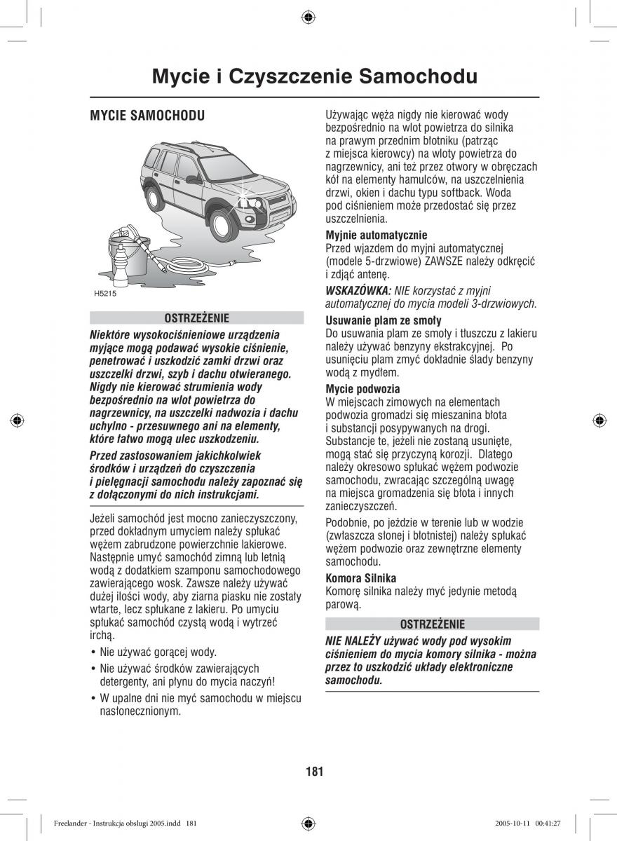 Land Rover Freelander I 1 instrukcja obslugi / page 181