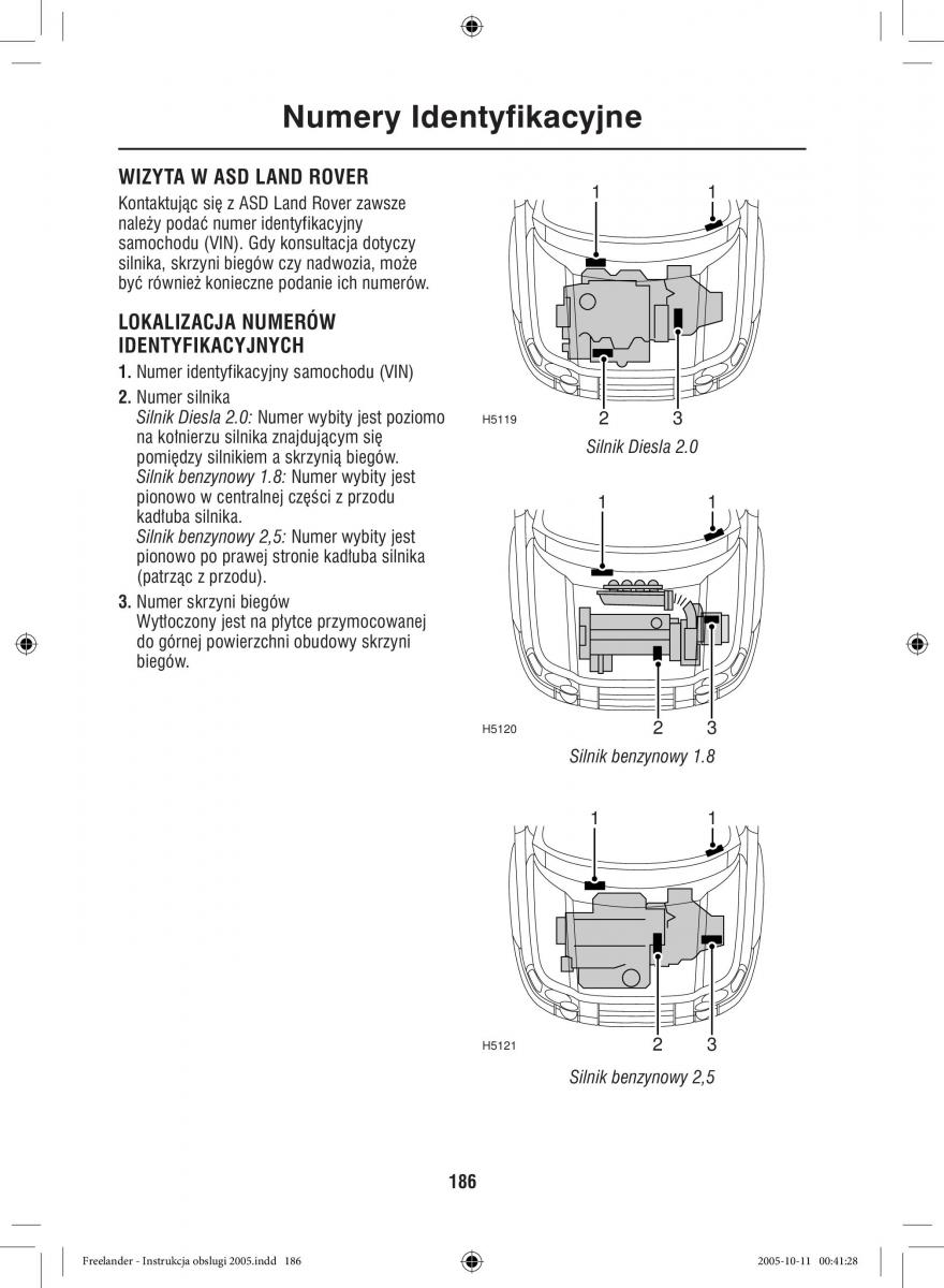 Land Rover Freelander I 1 instrukcja obslugi / page 186