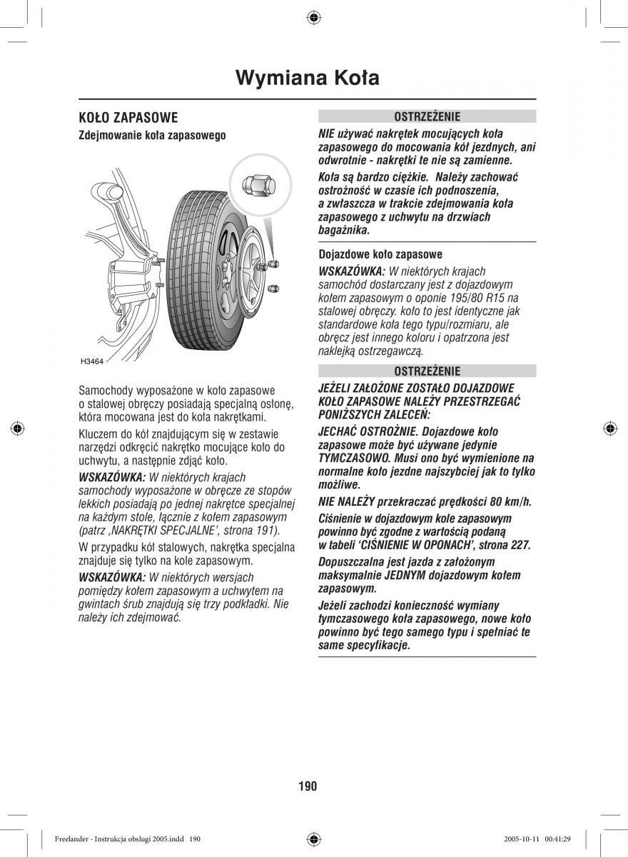 Land Rover Freelander I 1 instrukcja obslugi / page 190