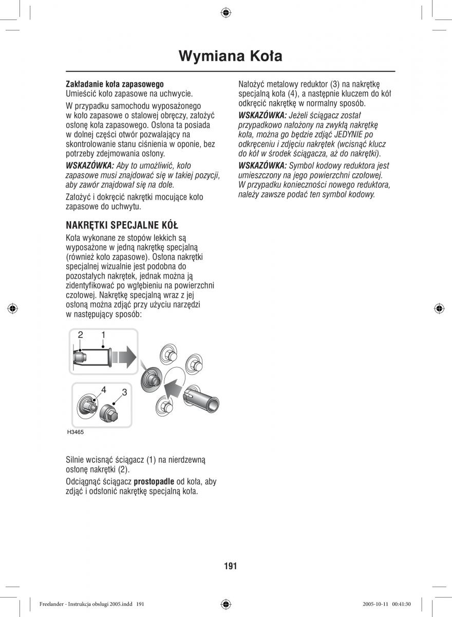 Land Rover Freelander I 1 instrukcja obslugi / page 191