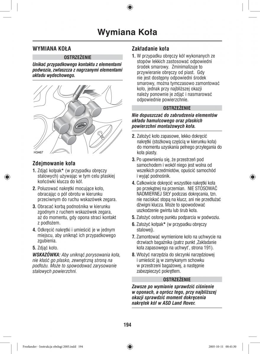 Land Rover Freelander I 1 instrukcja obslugi / page 194