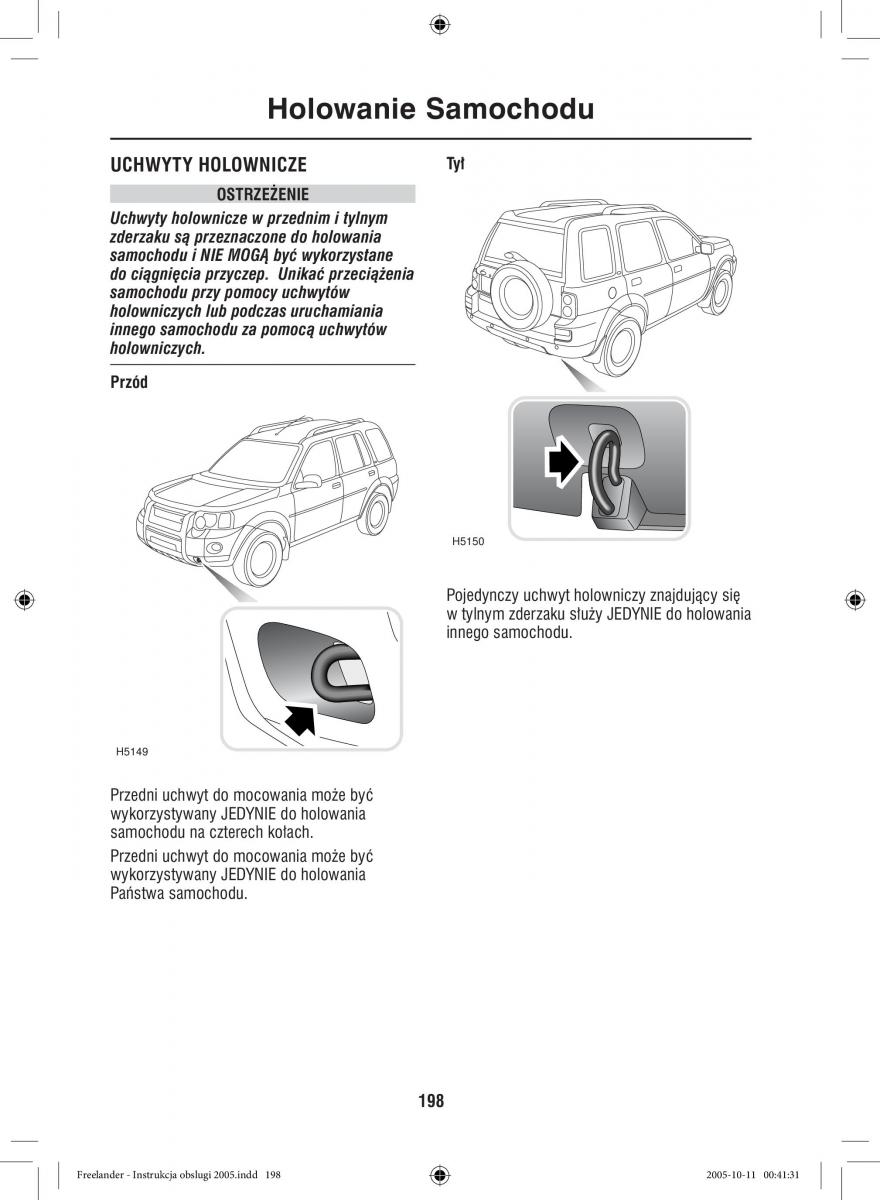 Land Rover Freelander I 1 instrukcja obslugi / page 198